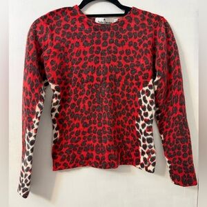 André Christian Red Leopard Lambswool Sweater